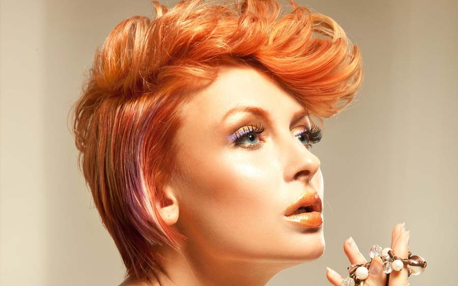 Tangerine pixie hairstyle at Salon Rami Roumieh